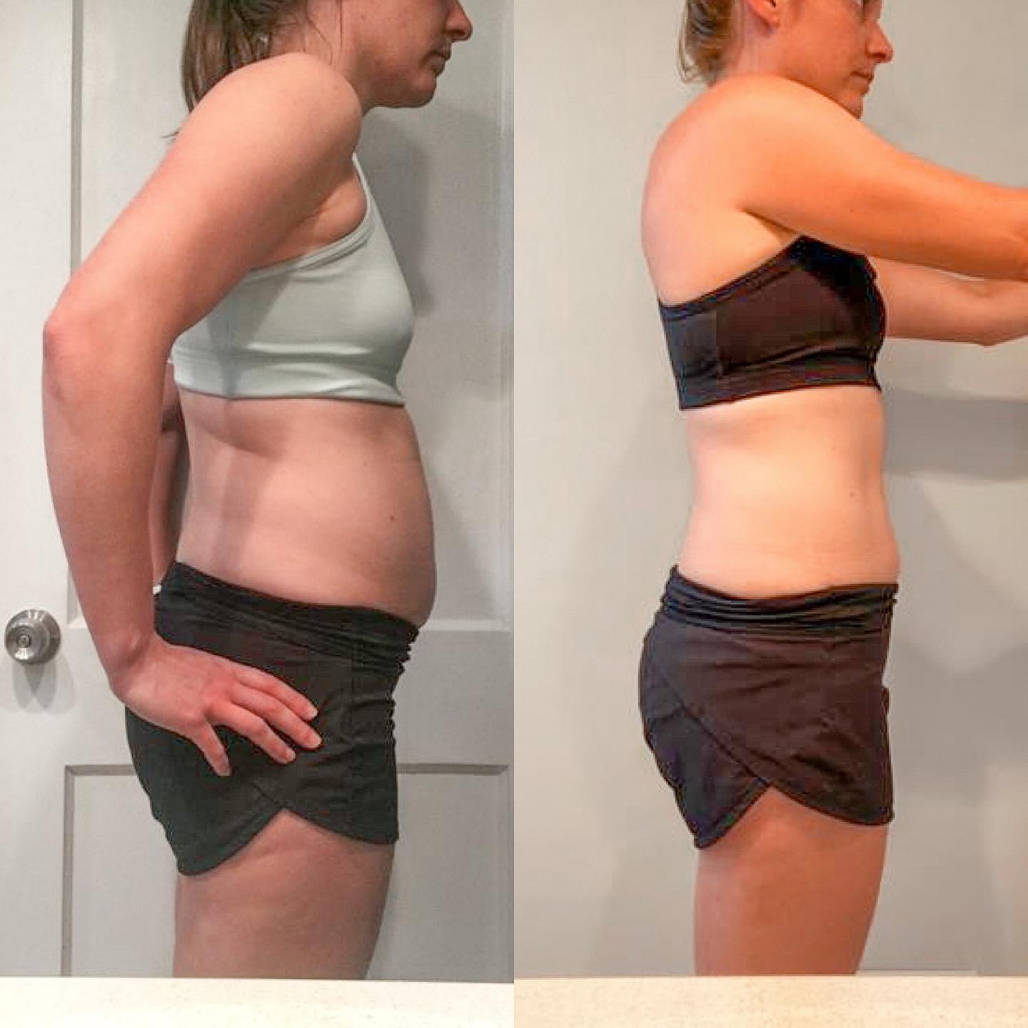 Sarah M., 28 body transformation — FitnessByMaddy client